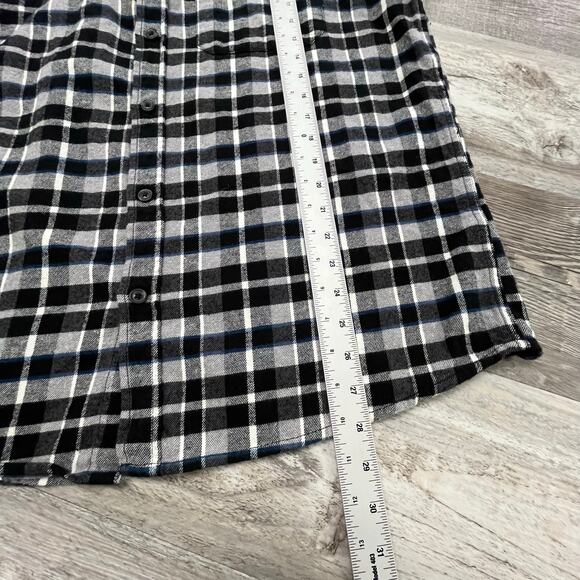 Eddie Bauer Gray‎ Blue Tartan Plaid Mens XL Long Sleeve Button Up Flannel Shirt - Picture 7 of 10